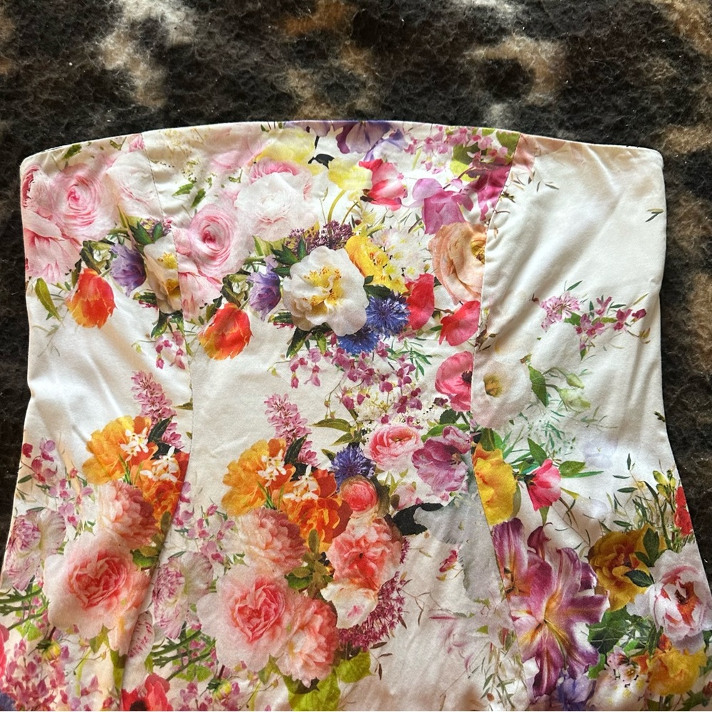 Zara Strapless Dress Floral size L Women - Picture 7 of 16